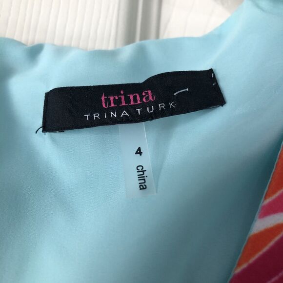 Trina Turk 4 Flutter Sleeve Printed Linzy Dress Sheath‎ Floral Coastal Beach - Picture 6 of 8